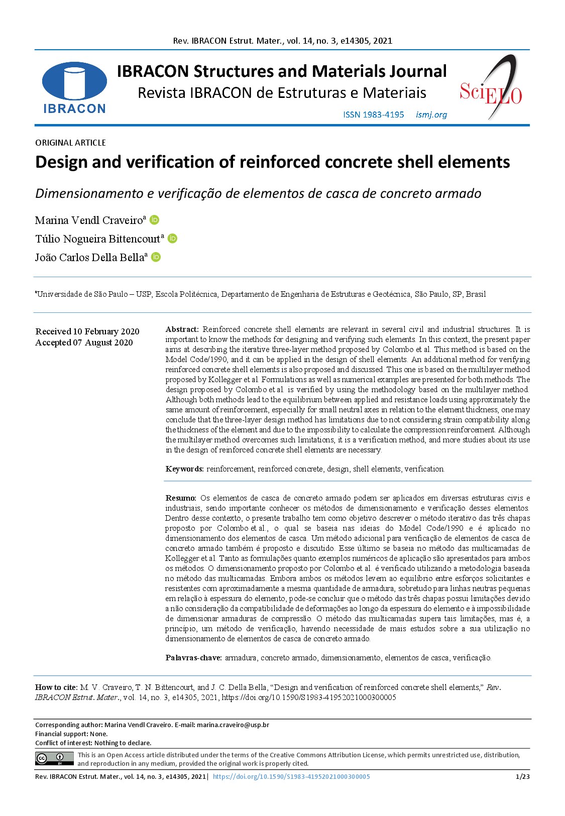 Design and verification of reinforced concrete shell elements
